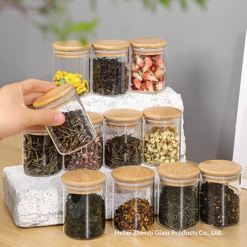 Sealable Food Storage Canisters Set with Bamboo Lids - Glass Bulk Container