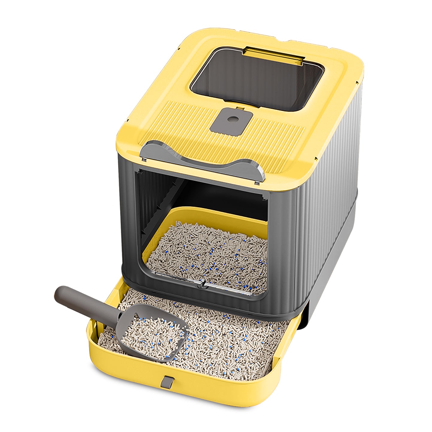 Self Pickup Cat Litter Box in Yellow - Pet Furniture for Cats