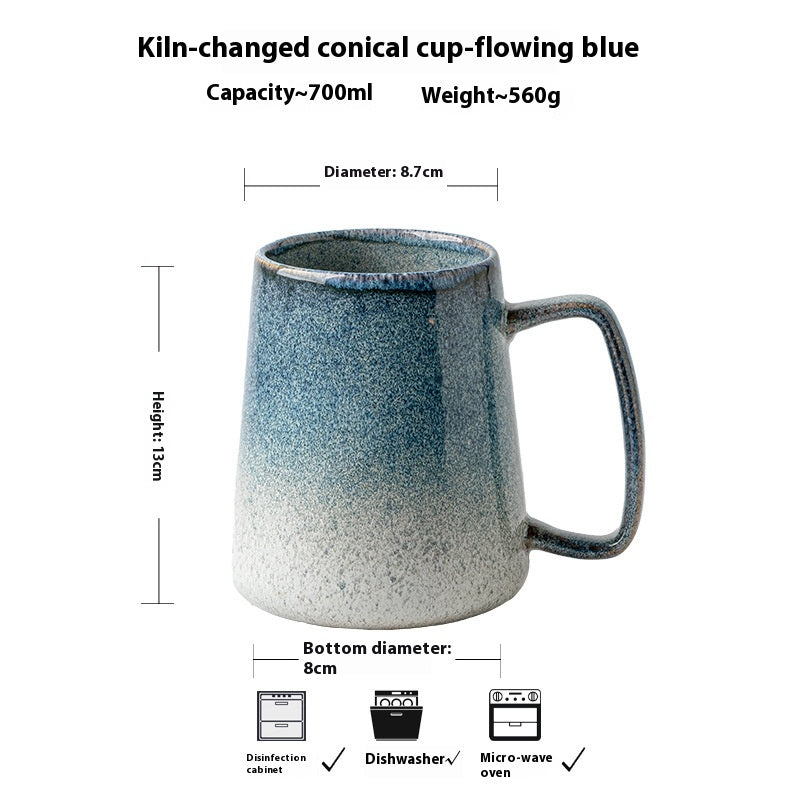 Large Ceramic Mug with Cover and Spoon - Art Kiln Baked 700ml Drinkware