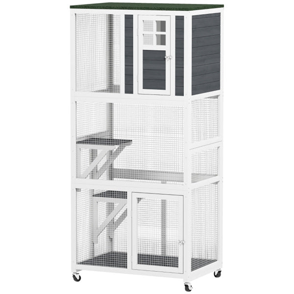 Cat Climbing Tower with Pet Stairs and House - White