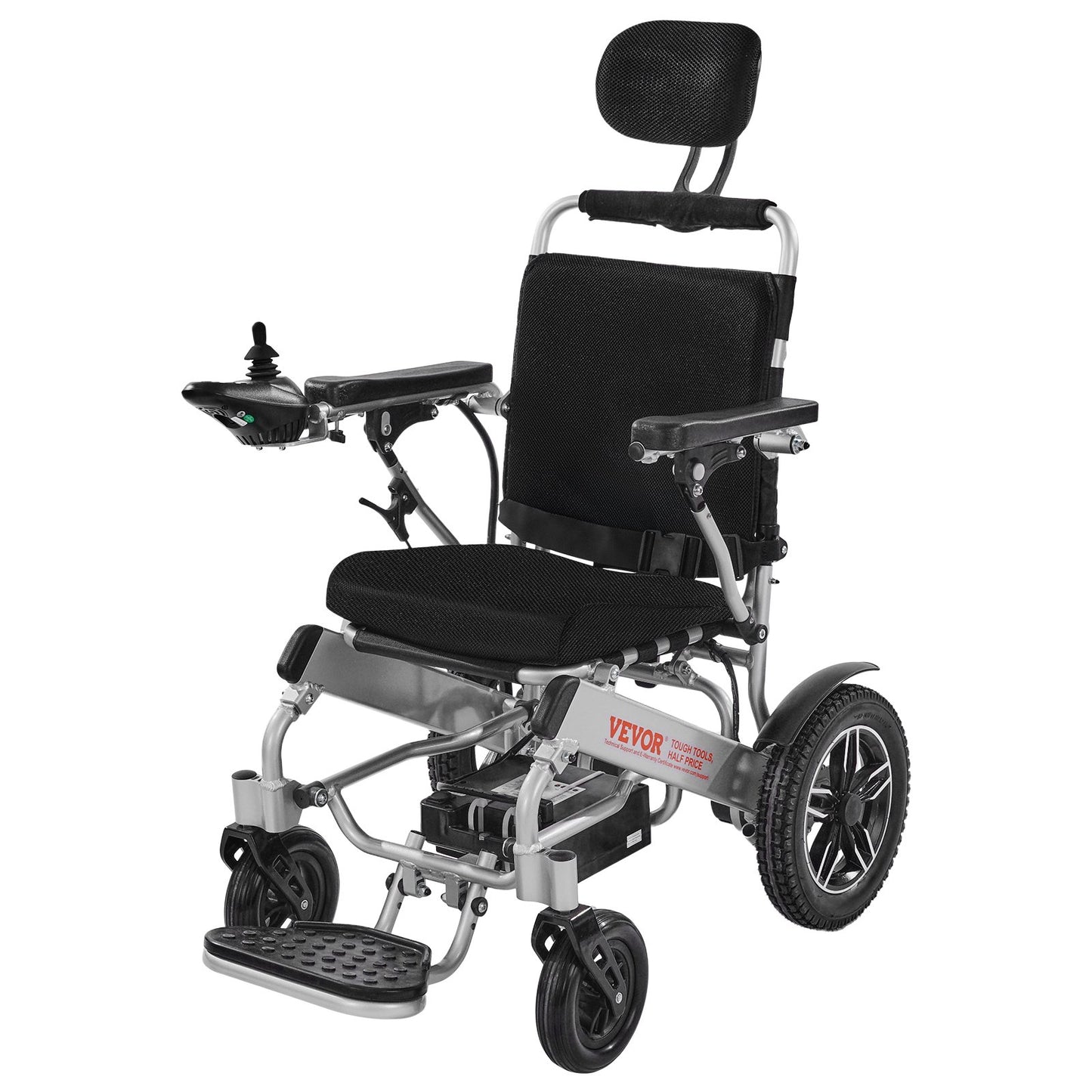 Foldable Electric Wheelchair 300lbs Capacity with 13-Mile Range and Adjustable Backrest - Silver