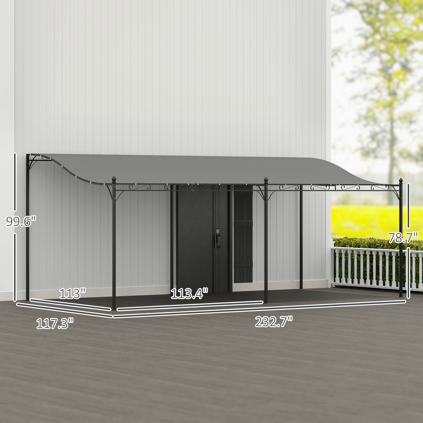 Outdoor Pergola Canopy - Metal 10x20 ft with Drainage Holes - Dark Gray
