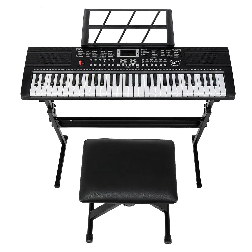 61 Key Electronic Keyboard with Stand, Bench, Speakers & Microphone