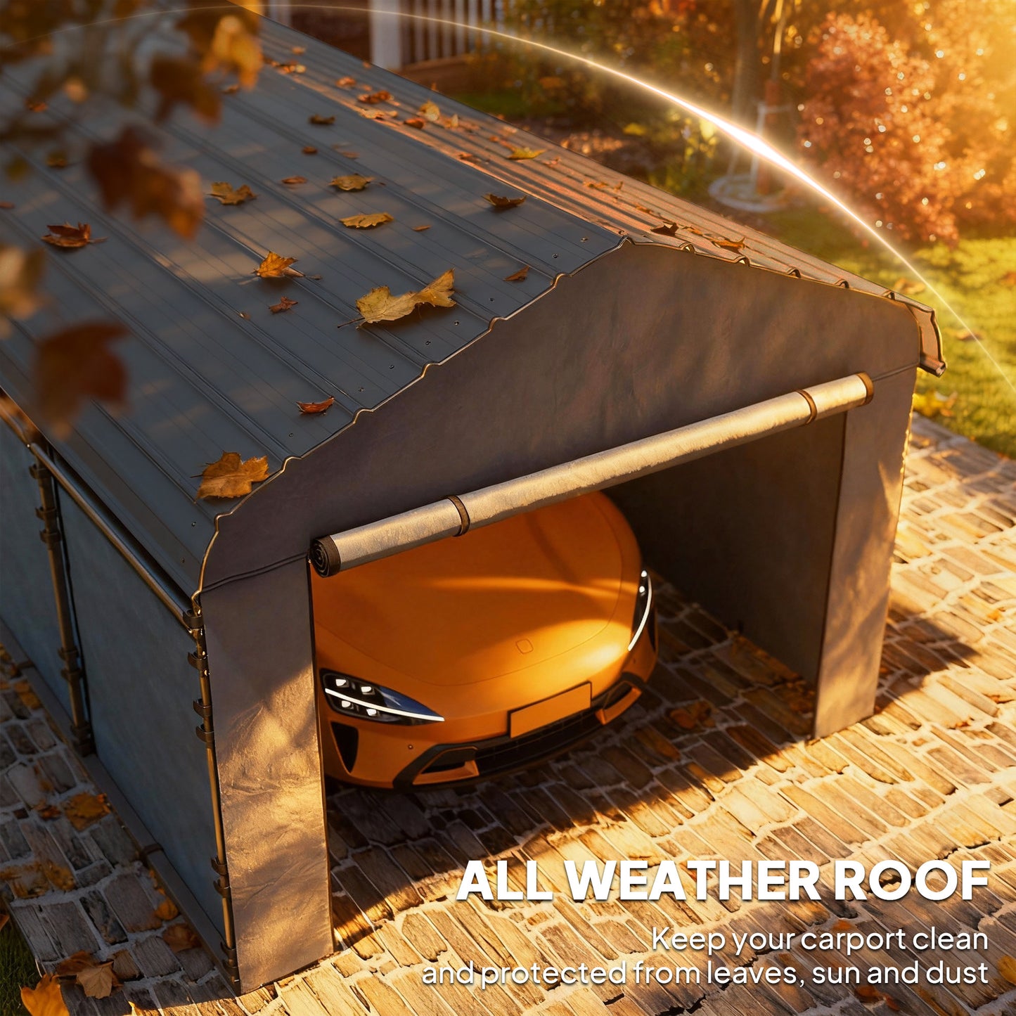 Heavy Duty Metal Carport with Galvanized Roof and Sidewalls - Dark Gray