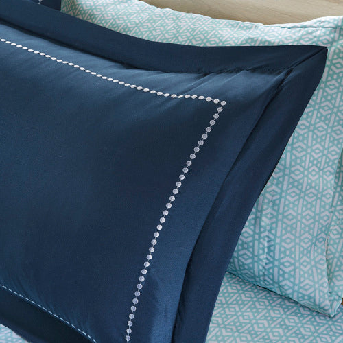 Queen Boho Comforter Set with Bed Sheets - Navy