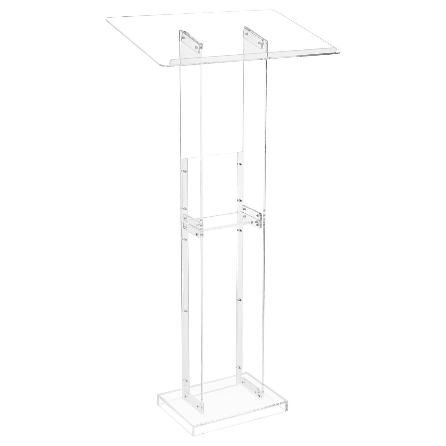 Portable Acrylic Podium Stand with Storage Shelf - Natural
