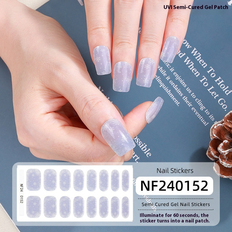 Semi-Cured Christmas Nail Stickers - Gel Nail Art Decals for Holiday Manicure