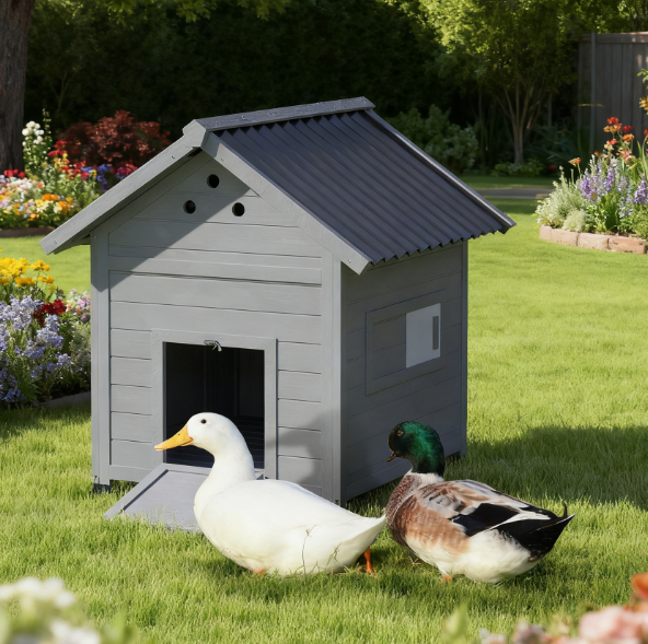 Wooden Pet House with Openable Roof & Double Doors - Suitable for Ducks