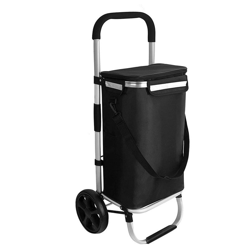 Portable Aluminum Alloy Folding Shopping Cart with Max 35kg Load