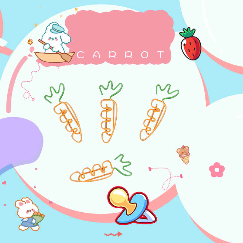 Carrot Paperclip Set - Special-Shaped Metal Office & Party Decor