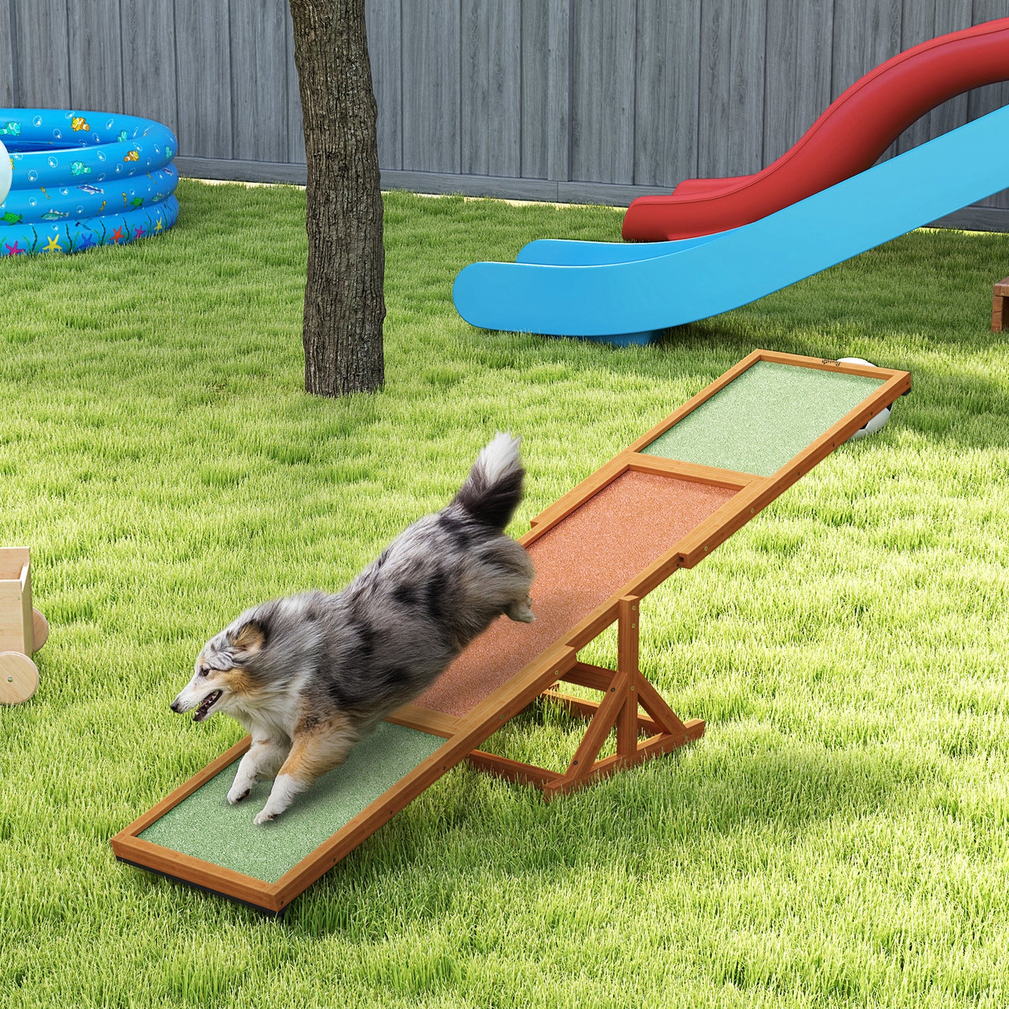 Dog Agility Seesaw - Wooden Pet Training Toy for Large Dogs, Weather Resistant