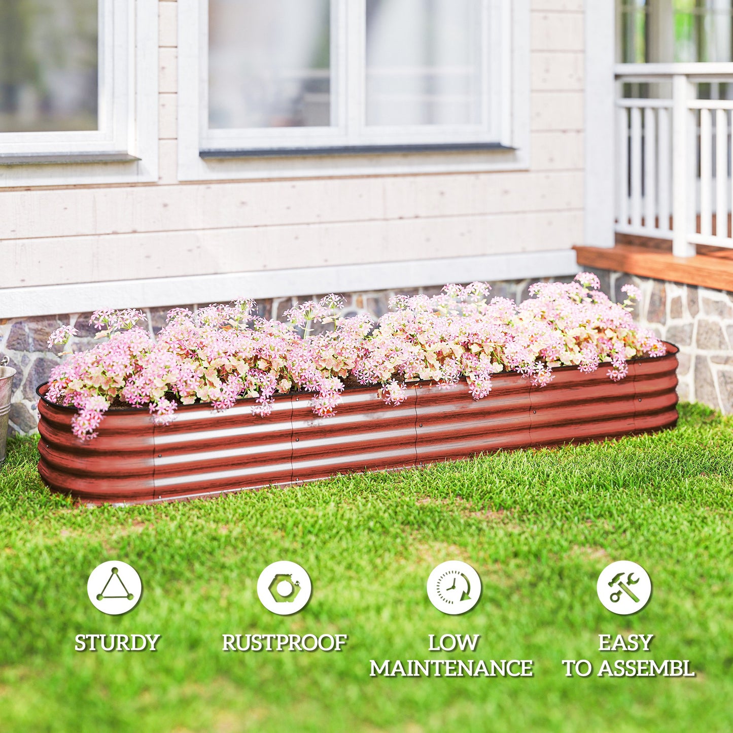 Galvanized Raised Garden Bed Kit Brown 7.9 x 2 x 1 ft | Metal Planter Box