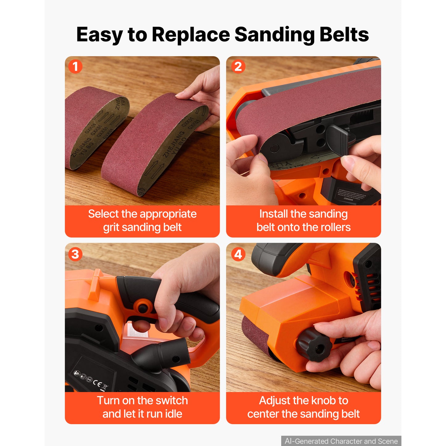 7A Belt Sander 3x21 Inch Woodworking Belt Sander with 6 Speeds Dust Bags & Belts