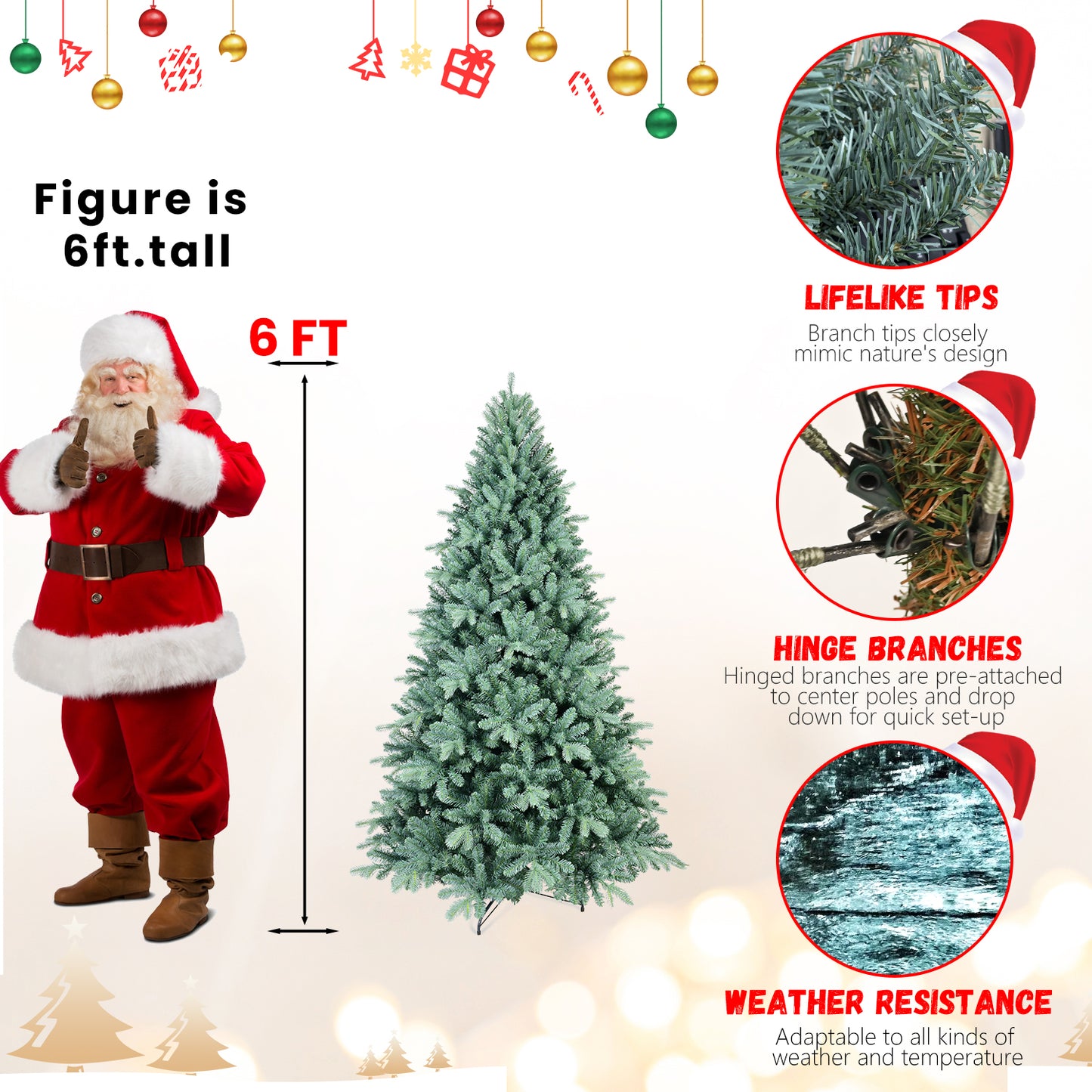 Blue PE/PVC Hybrid Christmas Tree - Multiple Heights Available