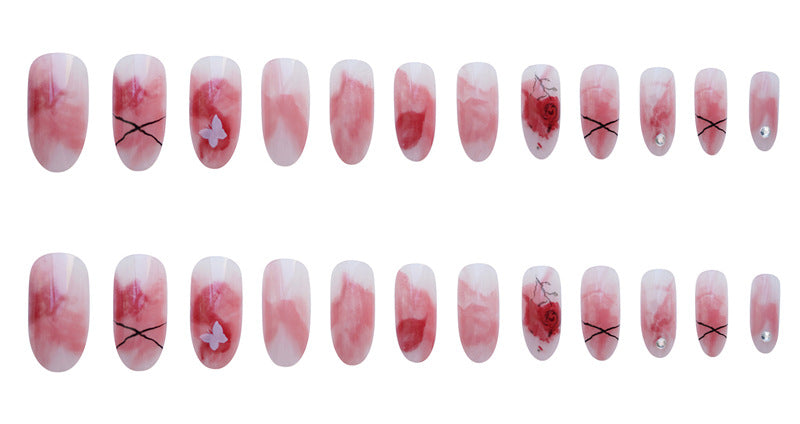 False Nail Sheet with Rose Pattern - Nail Art Tips & Accessories