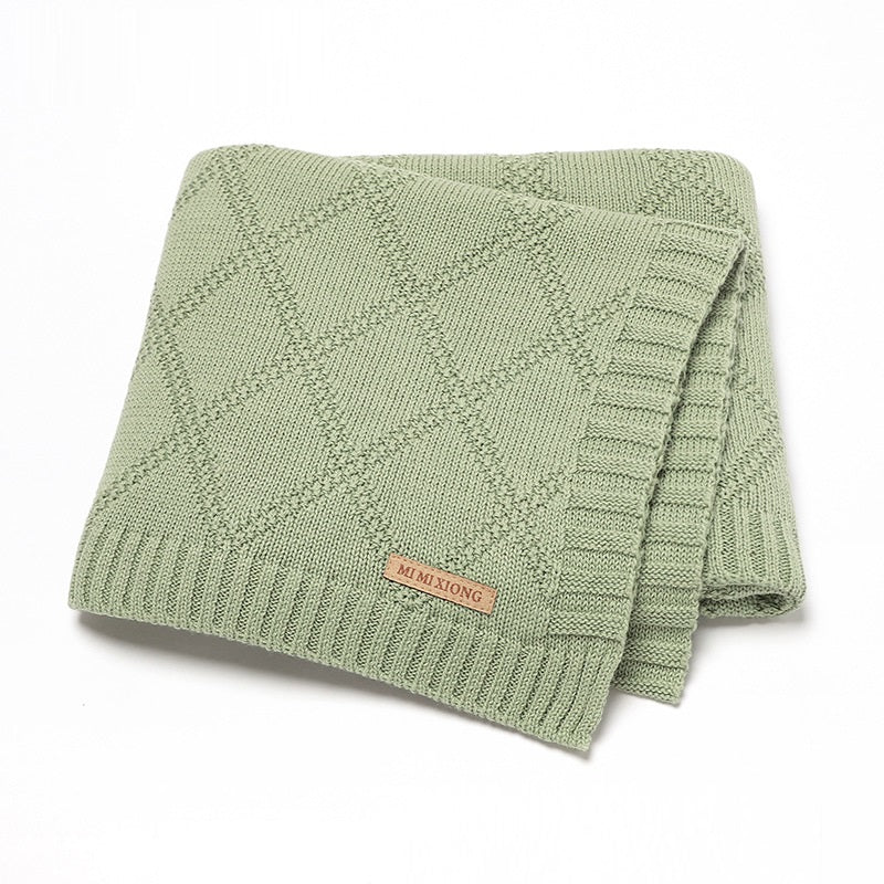Baby Knitted Blanket 70x90cm Cotton Solid Color Bedding for Toddler