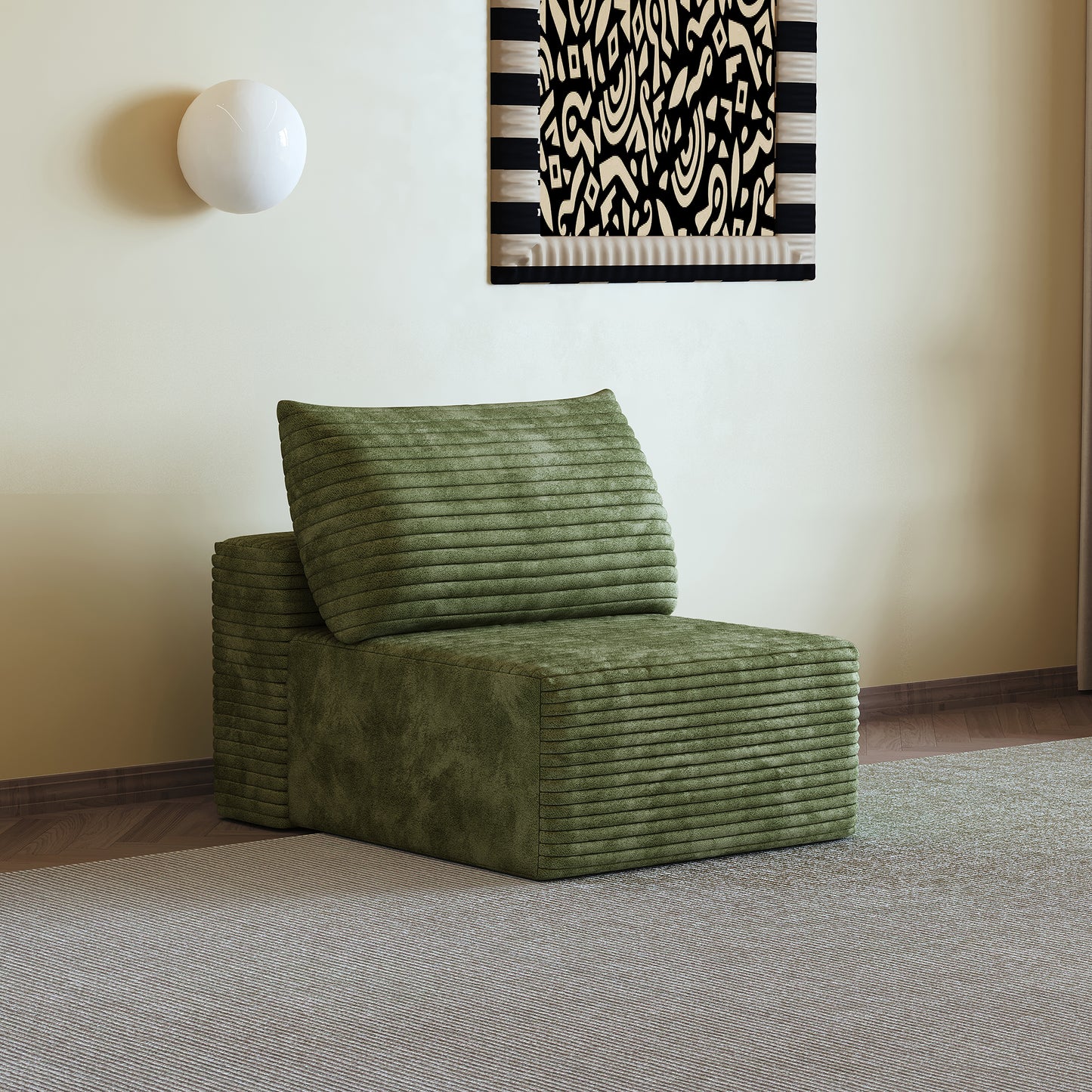 Single Seater Sofa - Green Fabric Armchair