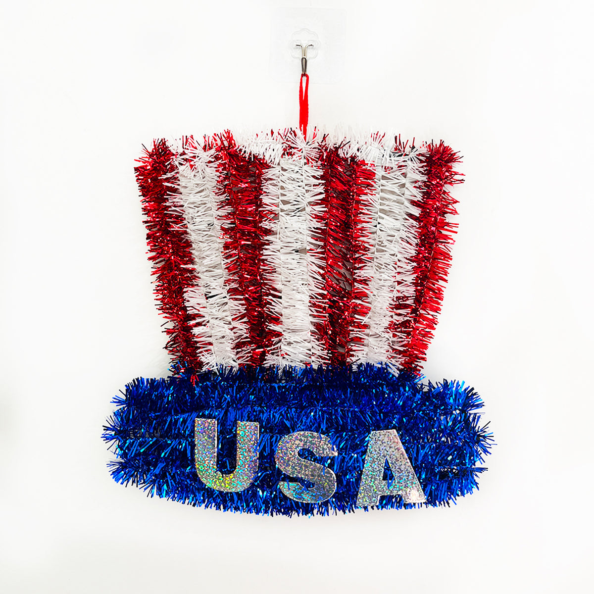 Red, White & Blue Wreath Wall Hanging Decoration for Door 28x24cm