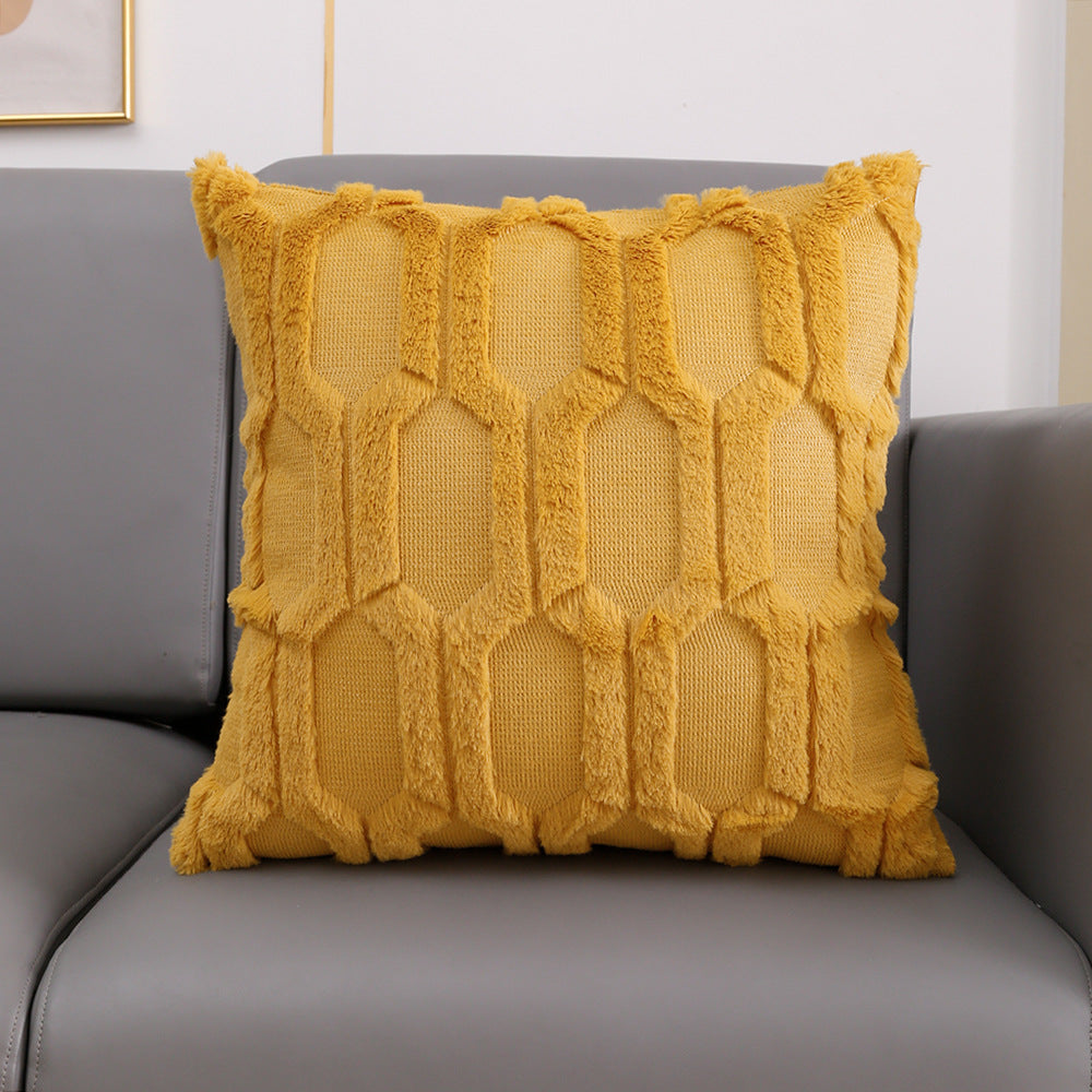 Embroidered Plush Lumbar Pillow Cover - Modern Sofa Cushion 45x45cm & 30x50cm