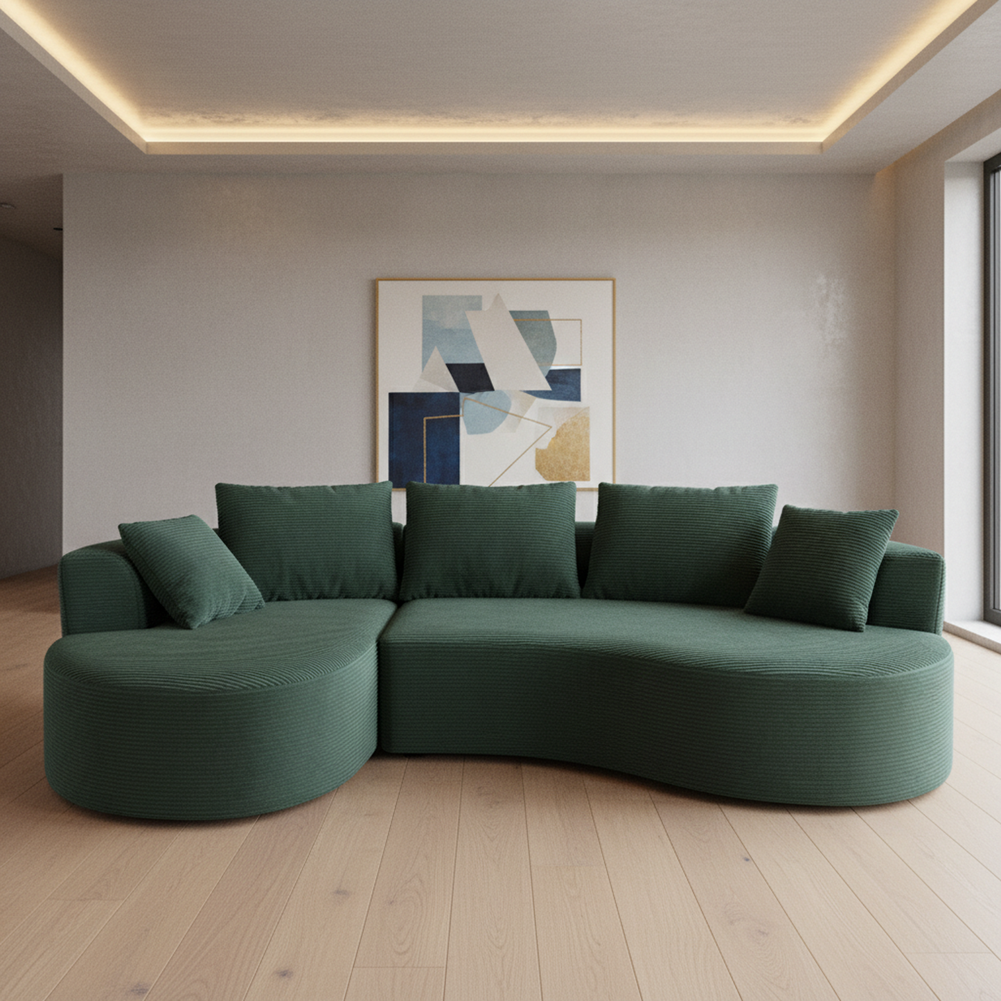 Curved Modular Sectional Couch 2 Piece Set With Pillows, Minimalist