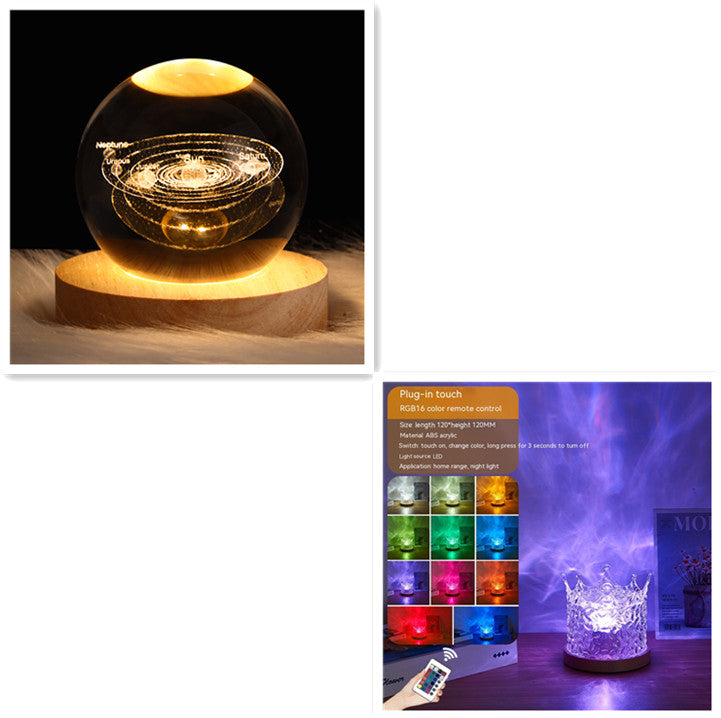 LED Water Ripple Night Light with Remote Control - 16 Color Dimmable Table Lamp