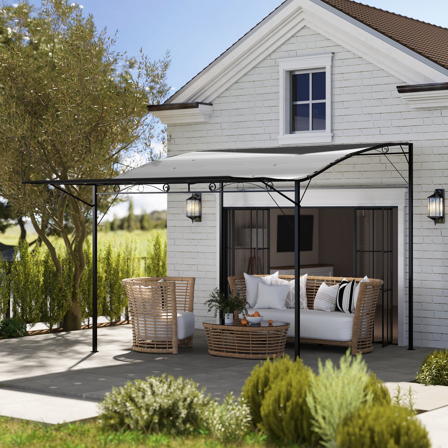 Outdoor Pergola and Patio Gazebo - Dark Gray, 10x8 ft