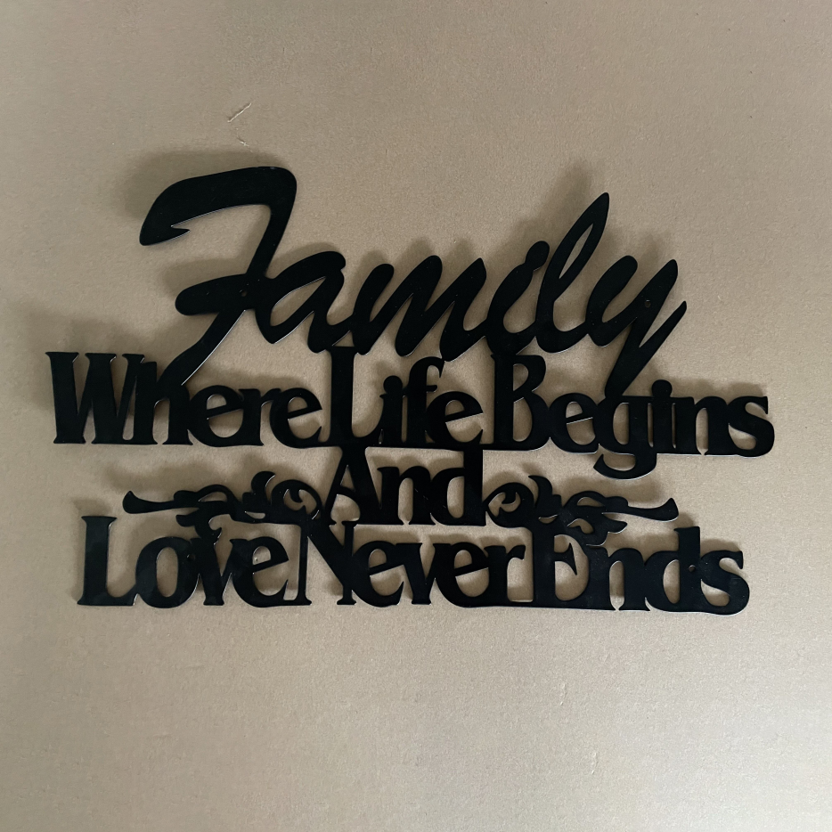 Vintage Metal Wall Sign - Where Life Begins, Love Never Ends