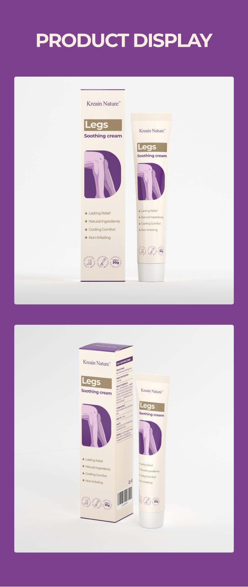 Varicose Vein Relief Cream with Centella Asiatica Root Extract