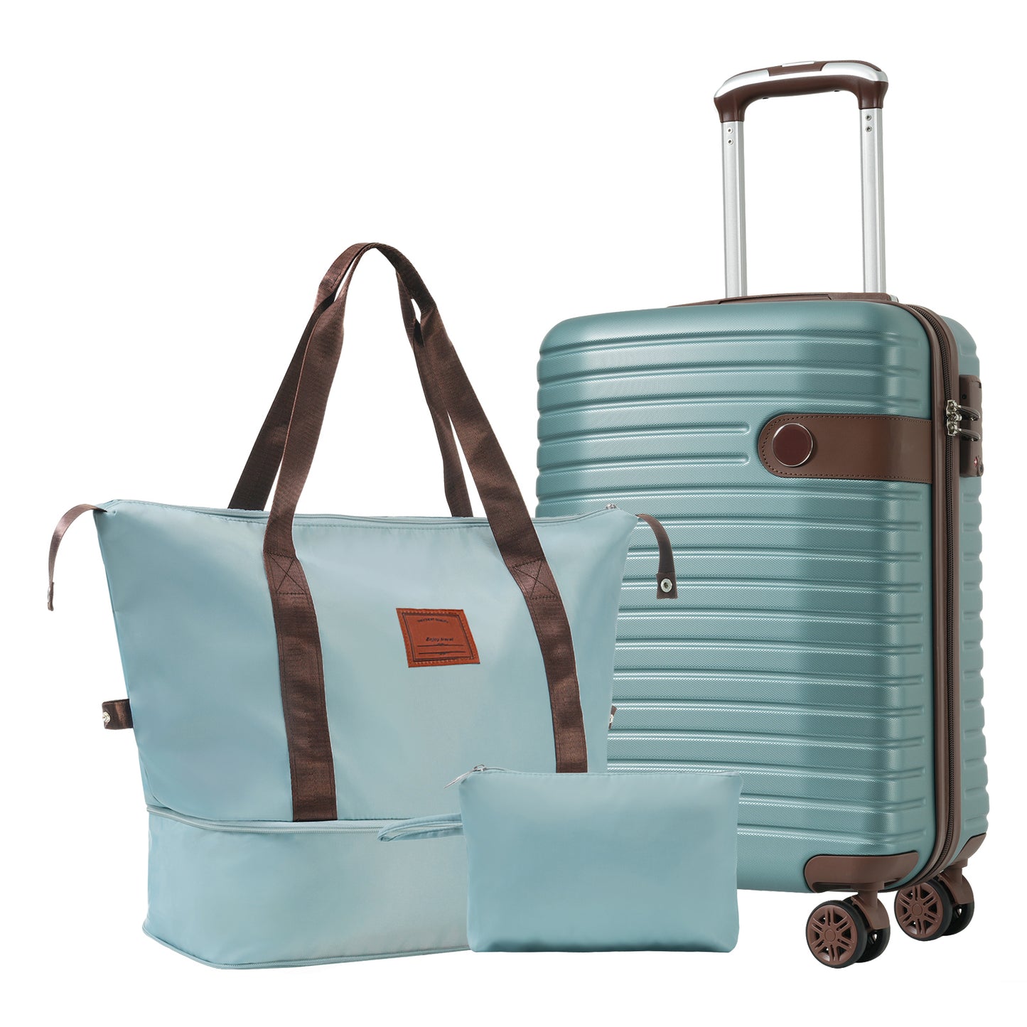 3-Piece Luggage Set - 20-Inch Carry-On Suitcase with Wheels - Blue
