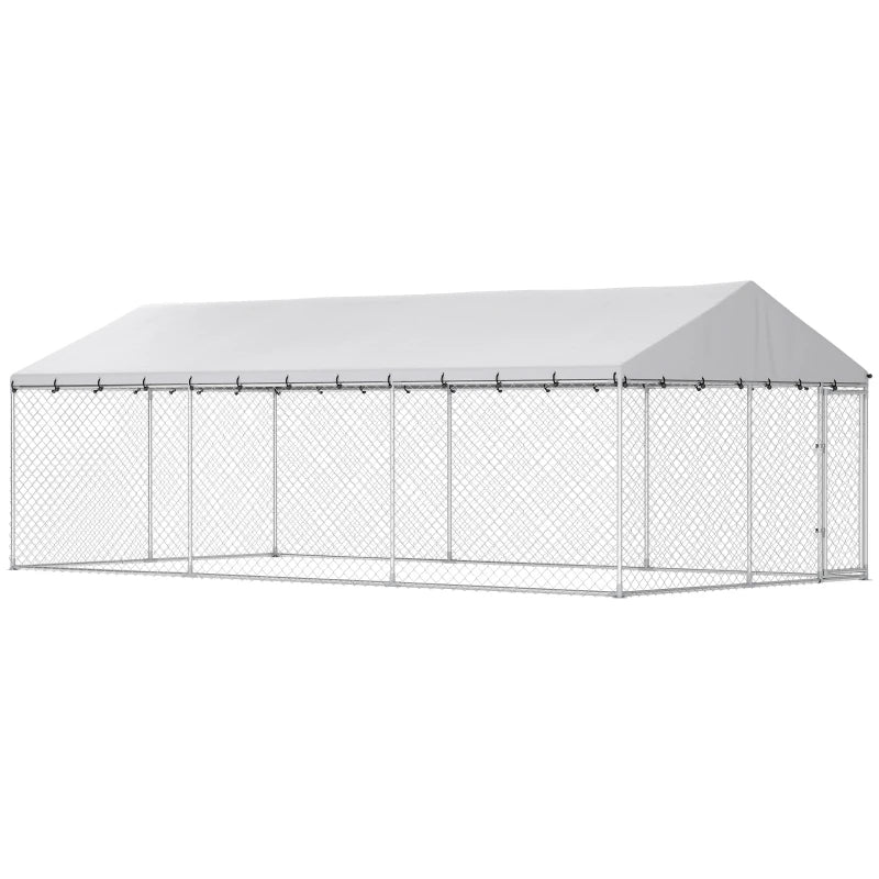 Heavy Duty Outdoor Dog Kennel with Waterproof Roof & Secure Latches - 20x10x7 ft