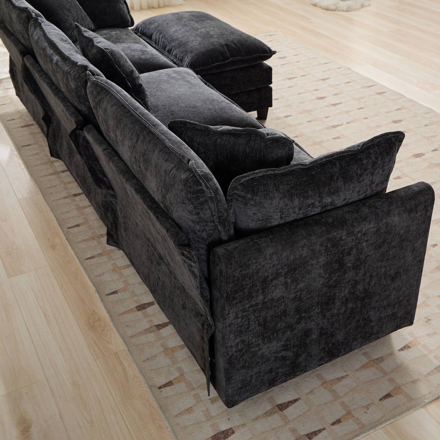 Cloud Sofa Armrests - Modern Chenille Couch Armrests in Black