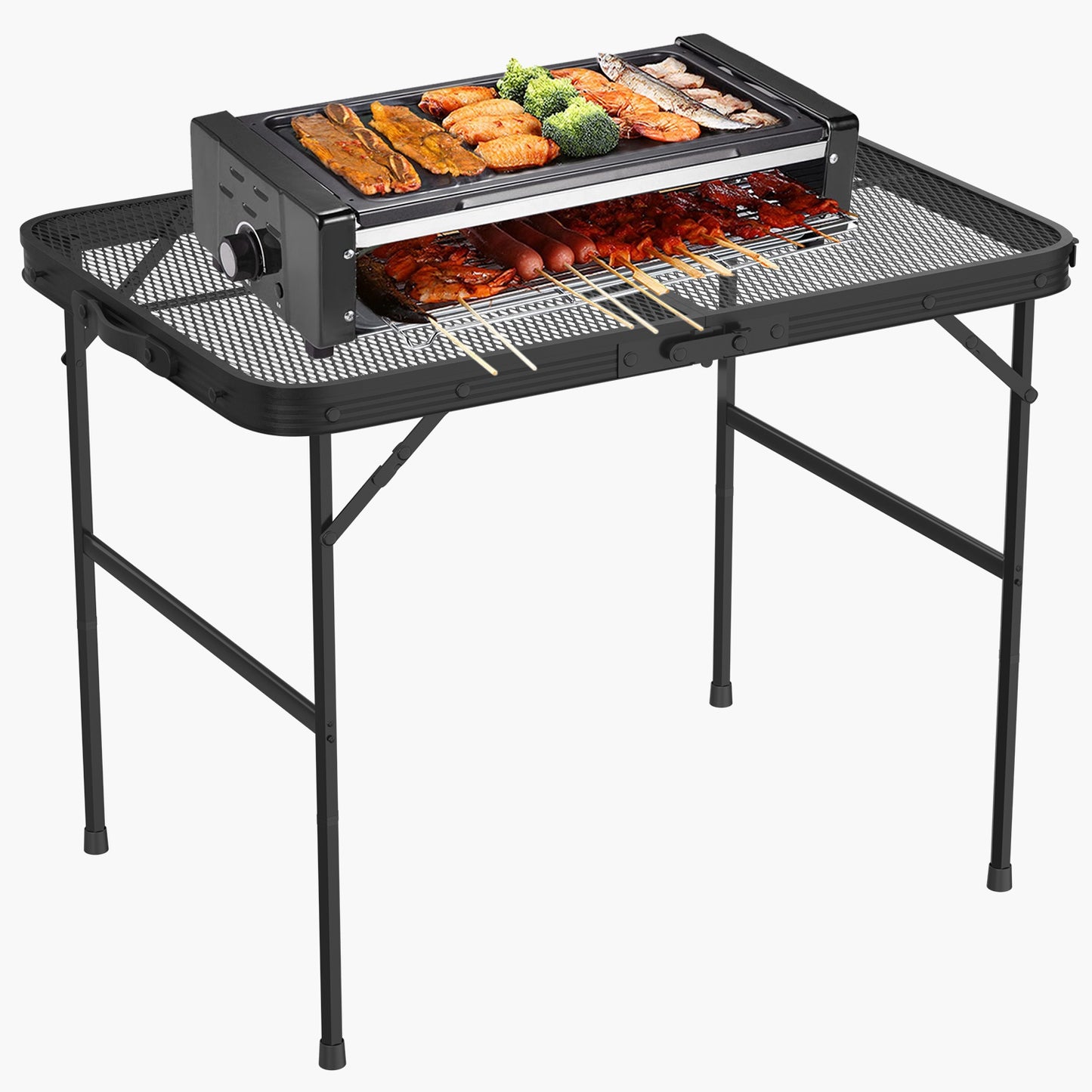 Foldable Camping Table - Adjustable Height, 88lbs Capacity