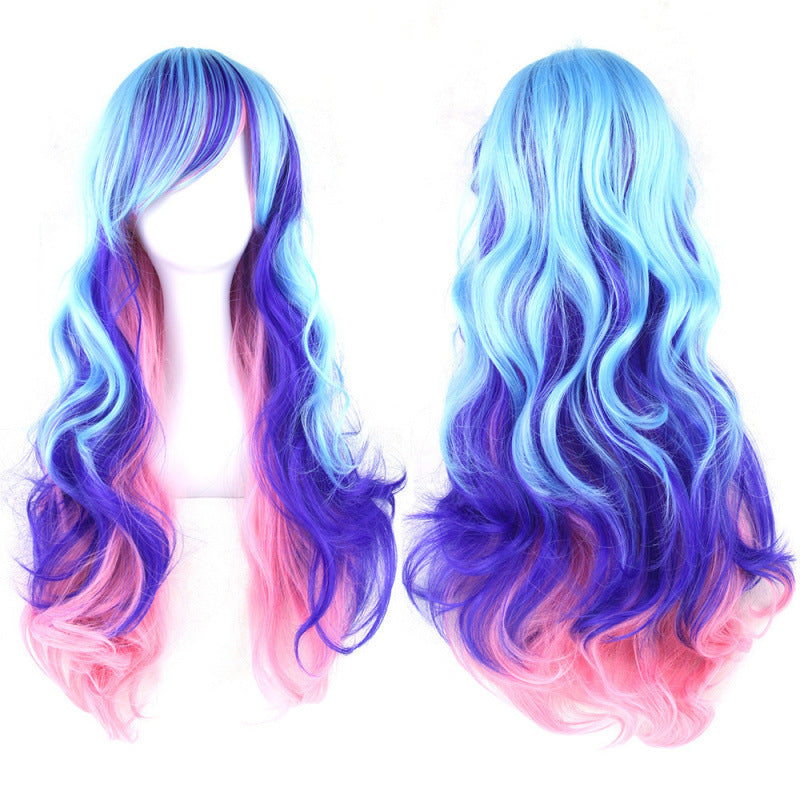 Colorful Synthetic Wig for Dance Parties - Long Curly Cosplay Hair