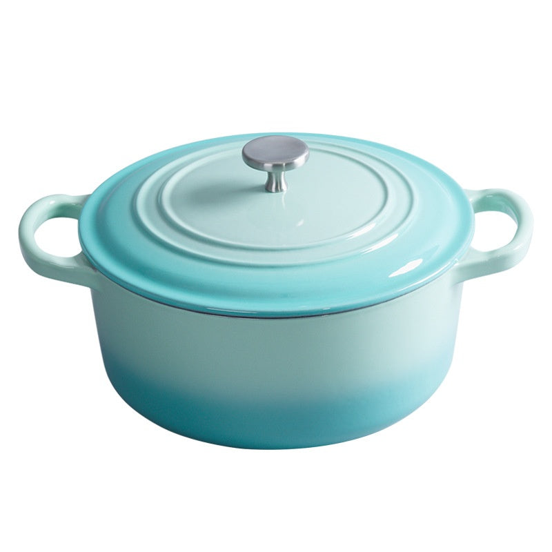 Enamel Cast Iron Soup Pot with Thickened Wall - 2.1-3L, Multiple Colors