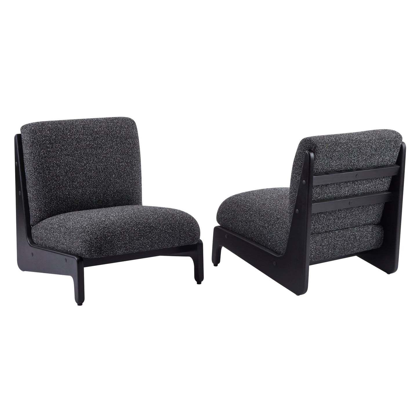 Living Moda Accent Chair Black With Solid Wood Frame, Set Of 2
