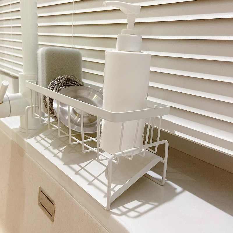 Kitchen Storage Rack with Drainage - White, 1 Layer Home Organizer
