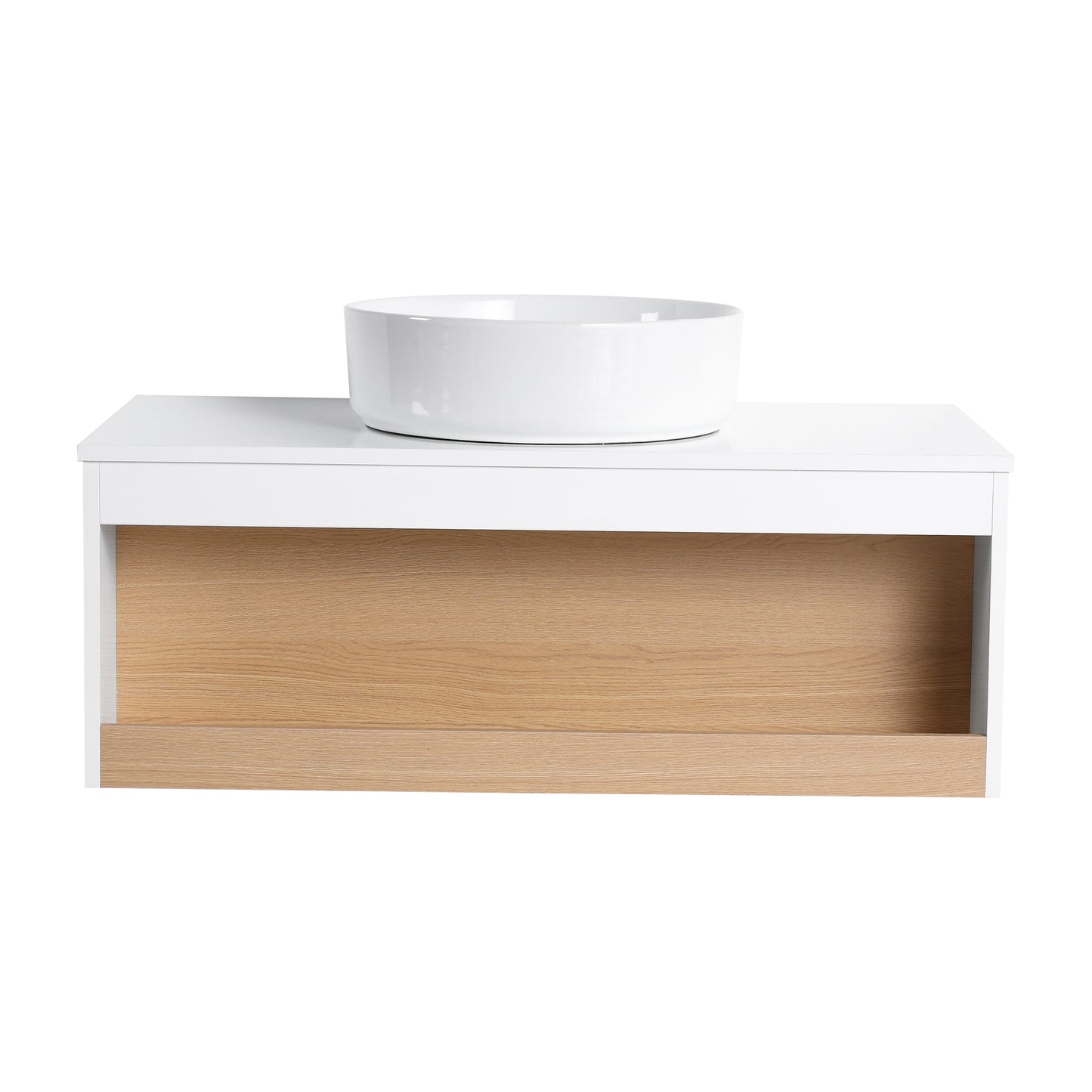 36" Floating Bathroom Vanity with White Round Vessel Sink