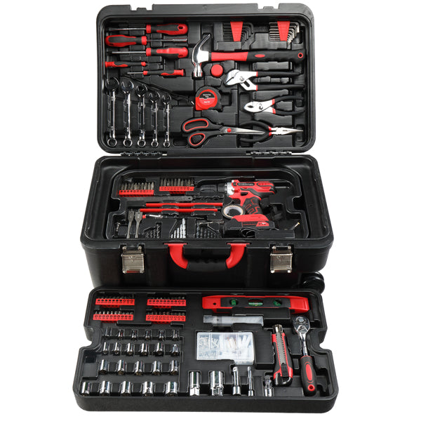 599-Piece Power Tool Set with 21V Cordless Drill and Rolling Toolbox