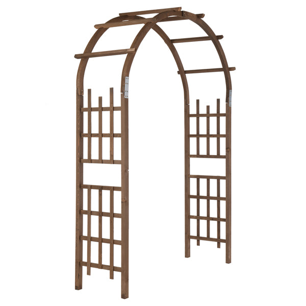 7FT Wooden Garden Arbor Wedding Arch Backdrop Stand for Ceremony and Party, Dark Brown