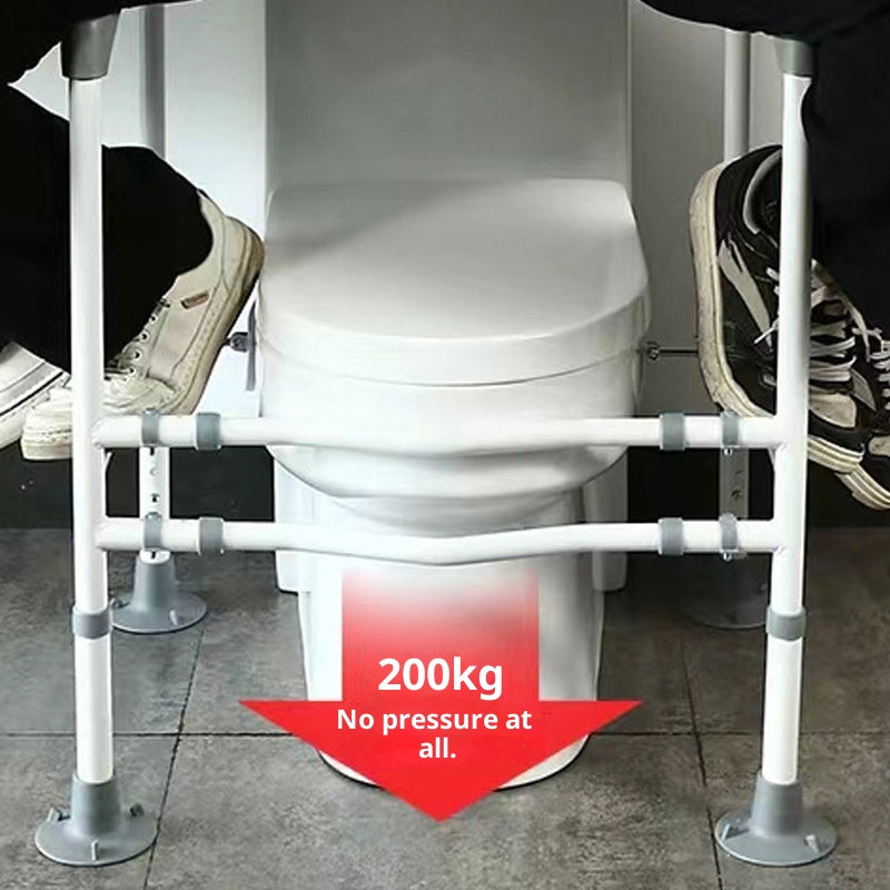 Punch-Free Toilet Armrest Safety Rail with Double Suction Cups - White