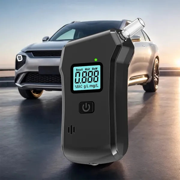 Police-Approved Alcohol Breathalyzer Tester with 5 Mouthpieces - High Accuracy Portable Device