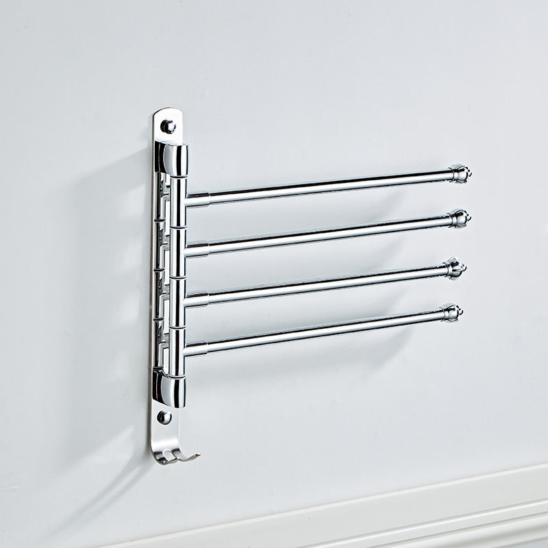 Movable Stainless Steel Towel Rack Without Punching - Modern Bathroom Storage