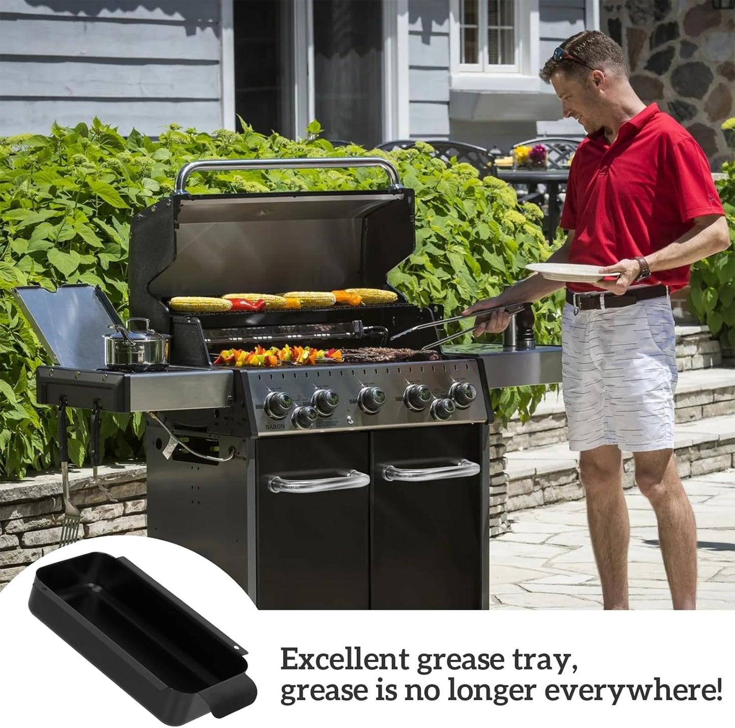 Grill Drip Pan - Black Steel Grease Catcher for Char-Broil Grills