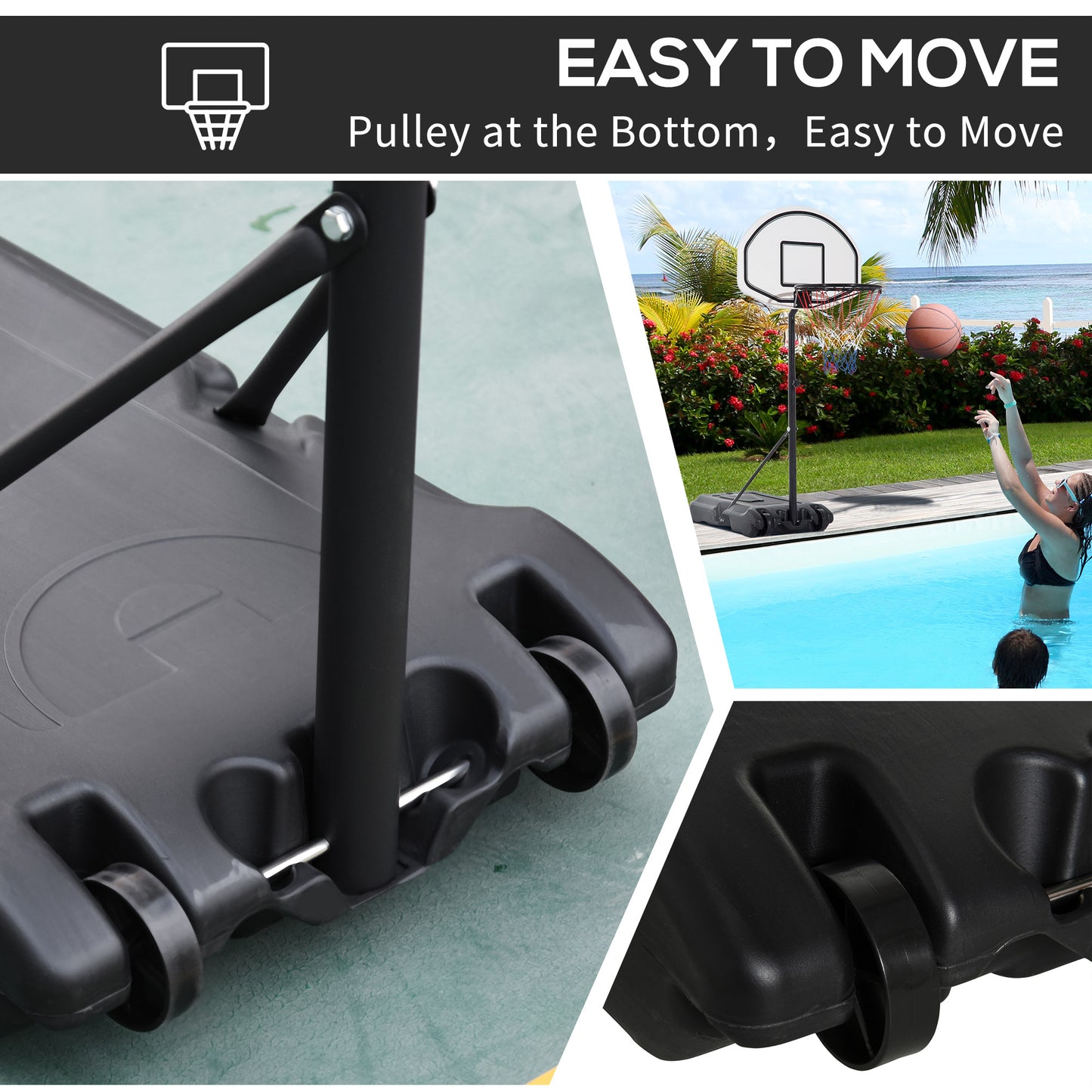 Height Adjustable Portable Basketball Hoop - 30" Backboard