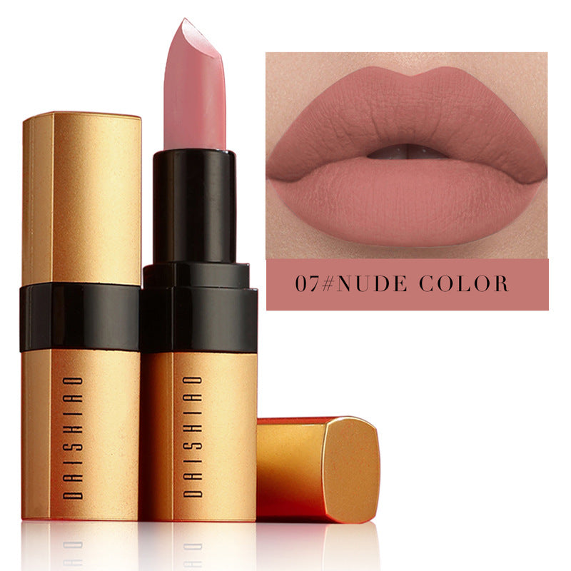 Waterproof Lipstick with Gold Tube - Matte Nonstick Cup for Makeup