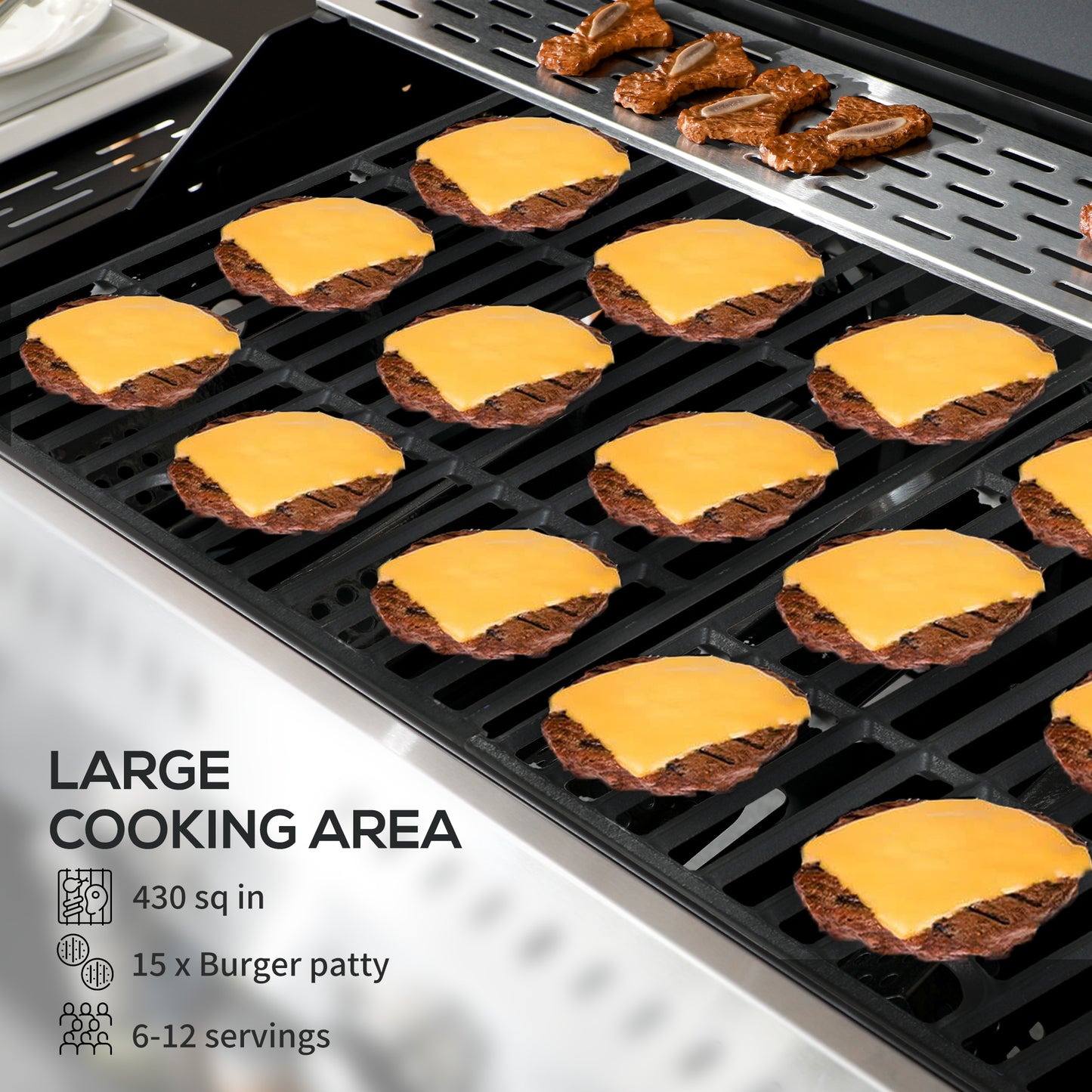 4-Burner Propane Gas Grill with Side Burner and Thermometer