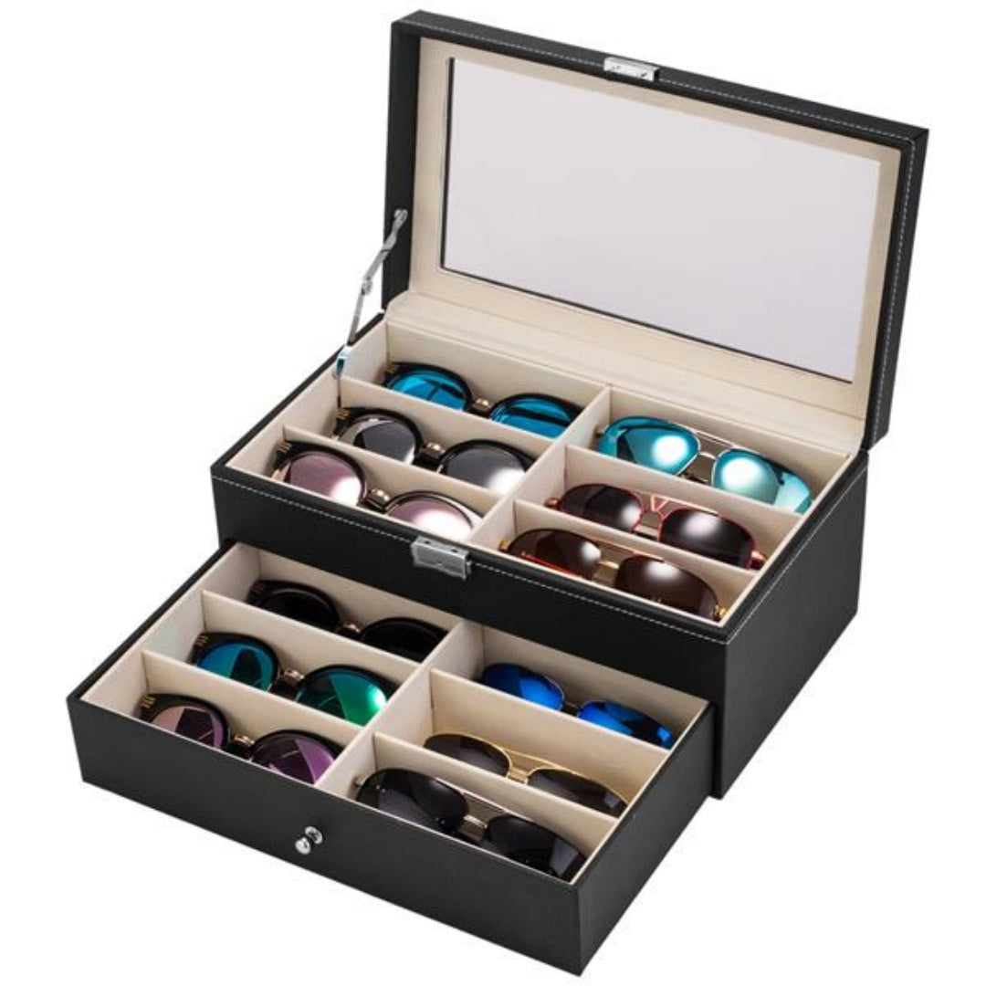 Leather 12 Piece Eyeglasses Storage And Sunglass Glasses Display