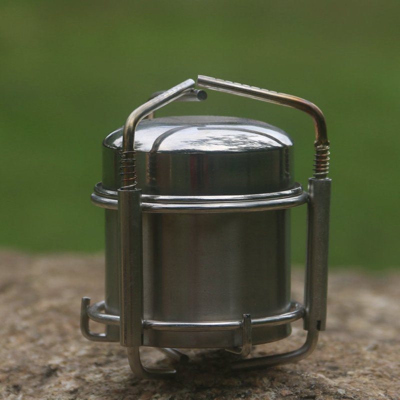 Portable Stainless Steel Alcohol Camping Stove with Grill and Accessories