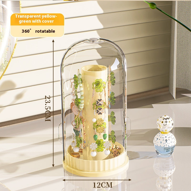 Large Capacity Jewelry Storage Box with Rotating Door - Clear or Colorful Variants