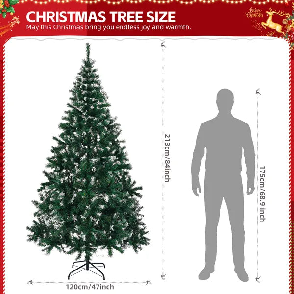 7 FT Snow Tipped Artificial Christmas Tree with 150 Warm Lights & Remote Control
